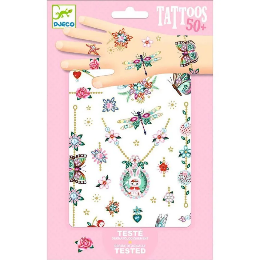 Djeco otroški tatuji Fiona's Jewels z metallic detajli