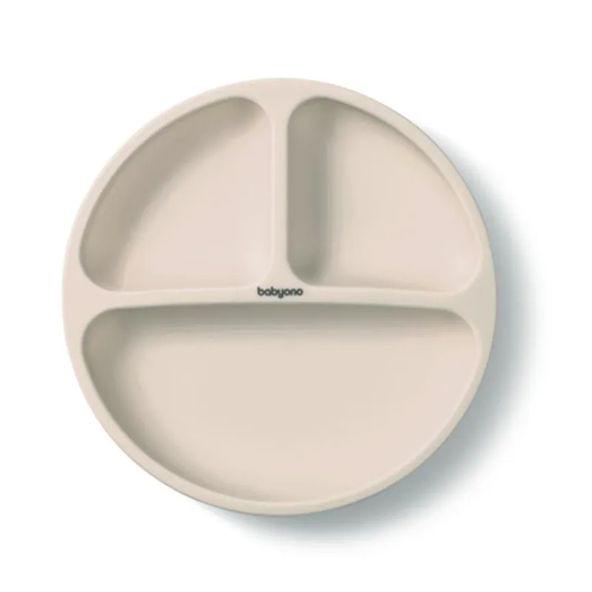 BABYONO Otroški krožnik Silikon Beige