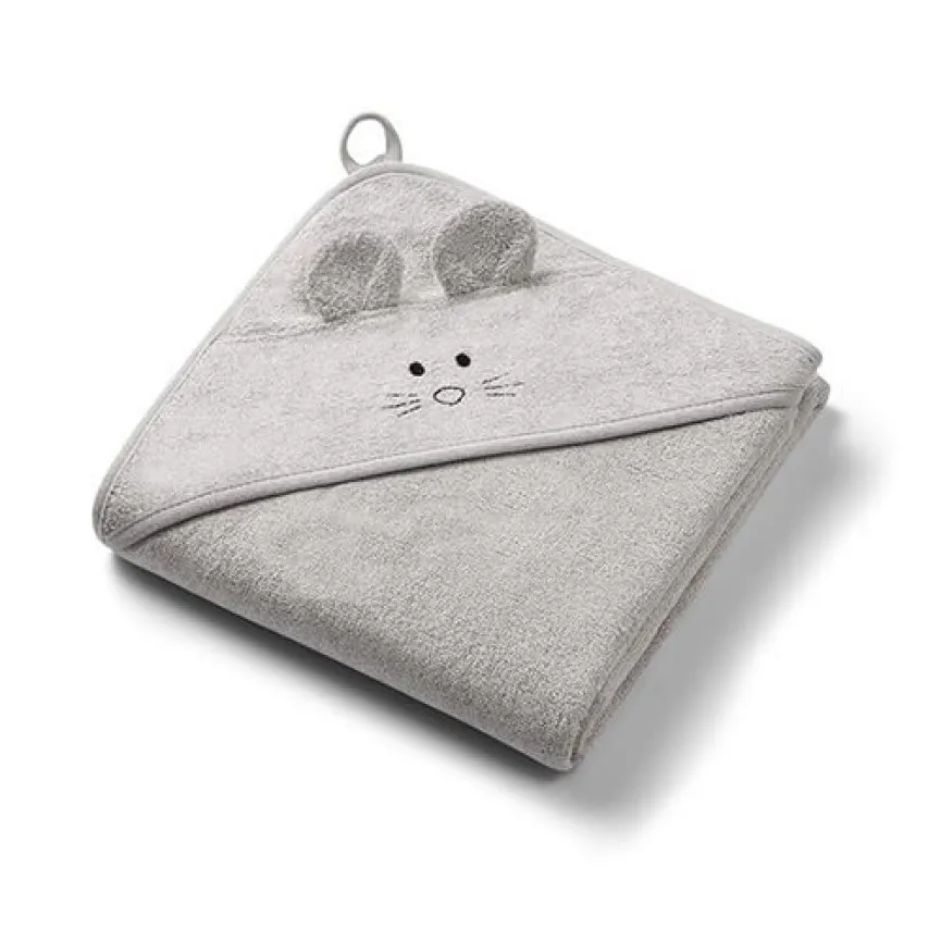 BABYONO Brisača za dojenčka 100x100 cm Bambus Grey Kapuca
