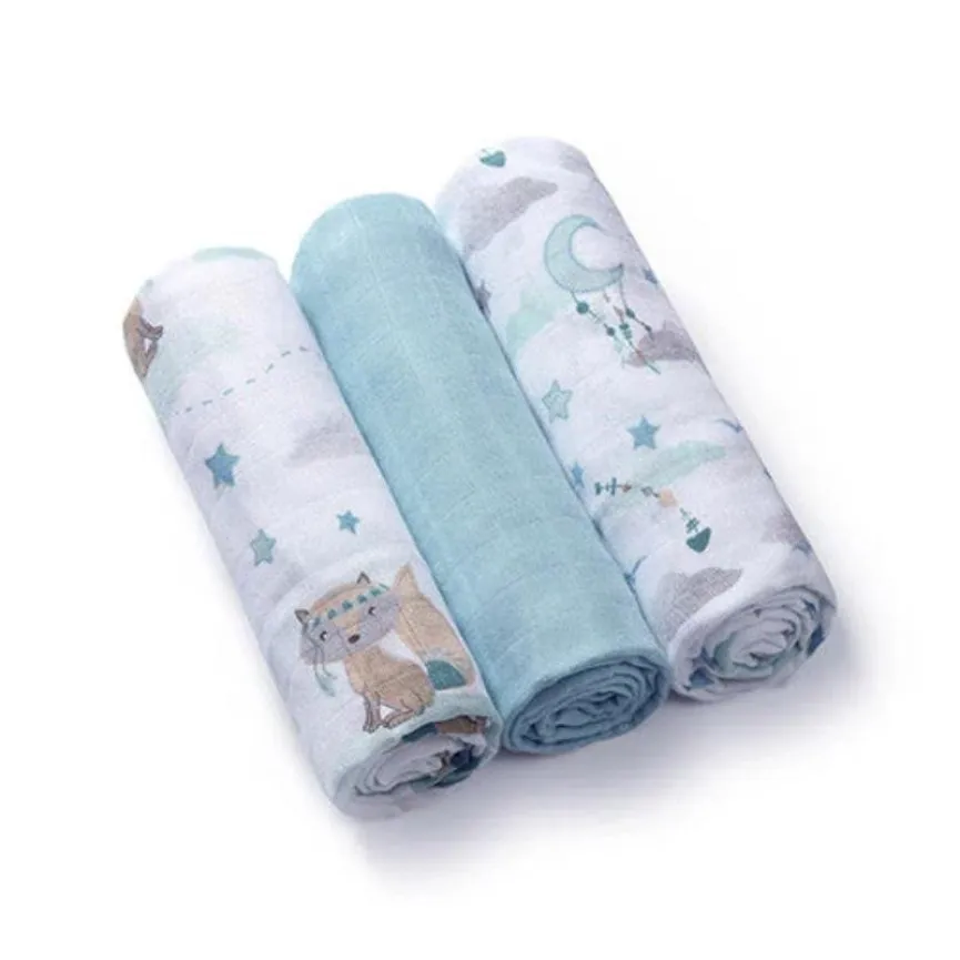 BABYONO Tetra plenice bambusove Blue (3 kos) 