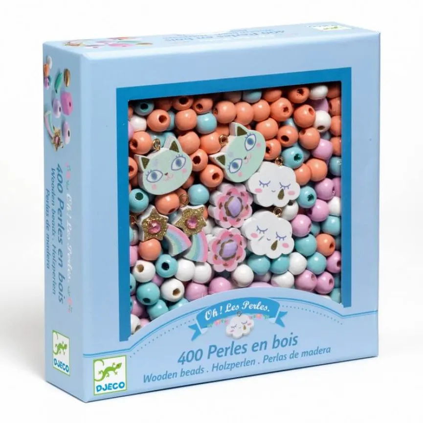 DJECO Set za izdelavo nakita Lesene perle Rainbow