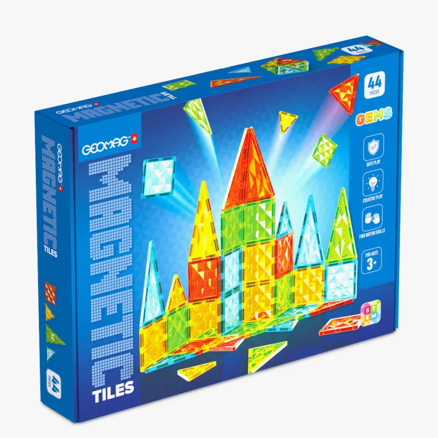 GEOMAG Magnetne kocke 44 Tiles Gems - Magneti za otroke