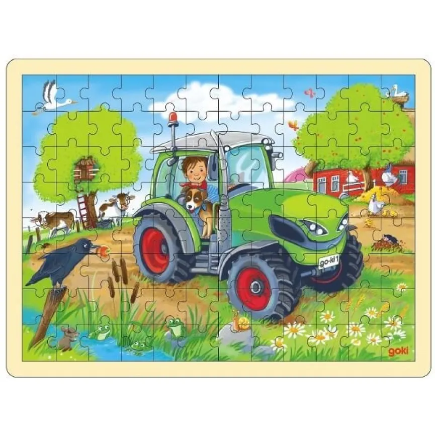 GOKI Puzle sestavljanka Traktor Zelen - velik