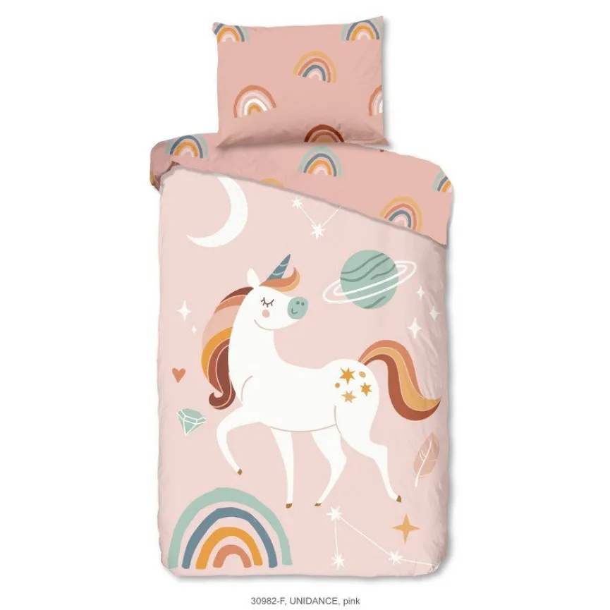 GOOD MORNING Flanelasta posteljnina 140x200 cm Samorog Pink
