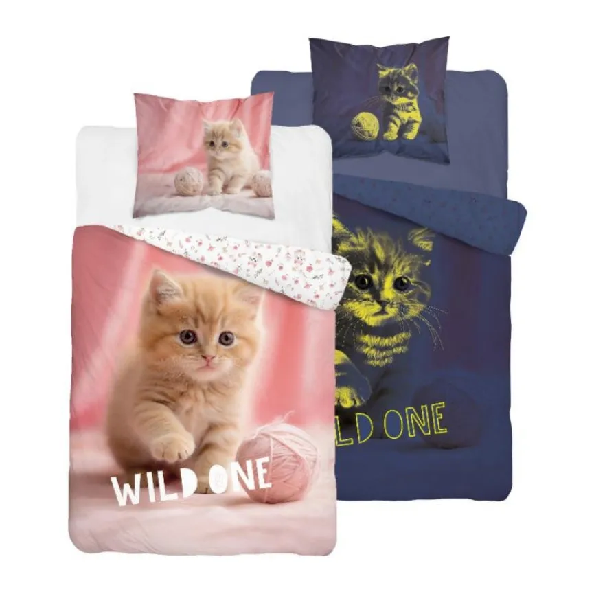 HOLLAND Posteljnina Muca Wild One 140x200 Glow in the dark
