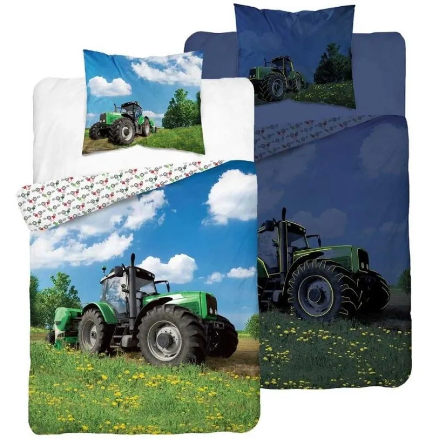 HOLLAND Posteljnina Traktor Meadow 140x200 cm Glow in the dark
