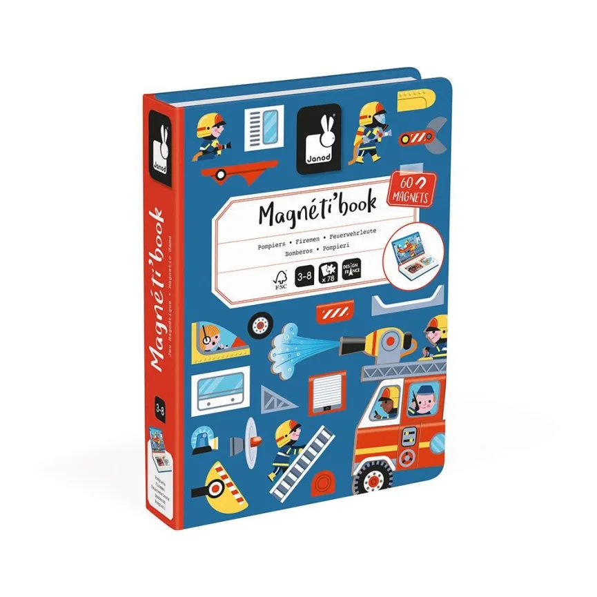 JANOD Magneti za otroke Magnetibook Gasilci