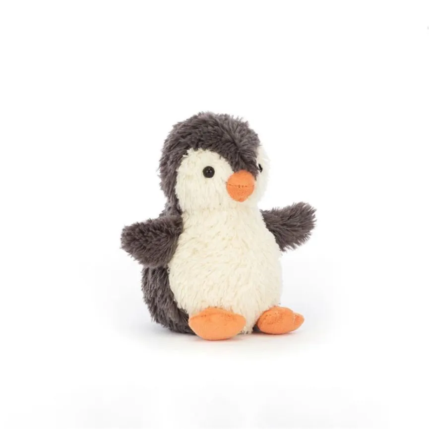 Jellycat Peanut Penguin Small – plišasti pingvin s kremnim trebuščkom, oranžnim kljunom in tačkami