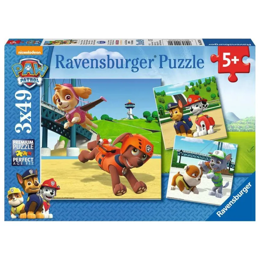 RAVENSBURGER Puzzle sestavljanke Tačke na patrulji se igrajo (3x49 kos) 
