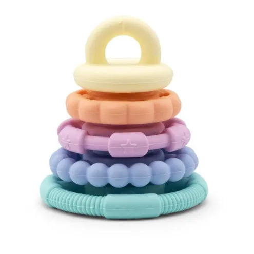 Jellystone Pastel silikonski obročki za grizenje, zlaganje in senzorično igro