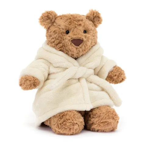 Jellycat Bartholomew Bear Bathrobe – plišasti medvedek v kopalnem plašču