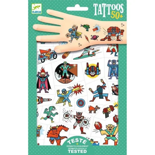 Djeco tattoo nalepke za otroke – 50 tatujev superjunakov