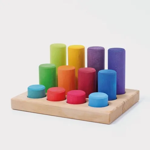 Montessori navdihnjena lesena igrača Grimm's – mavrični valji za zlaganje