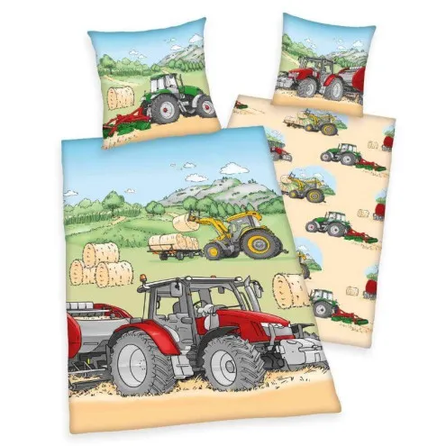 Otroška flanelasta posteljnina Traktor