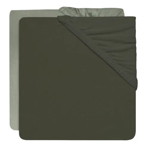 JOLLEIN Napenjalna rjuha 60x120 Jersey Ash Green/Leaf Green (2 kos)
