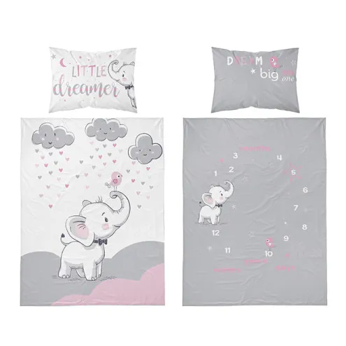 MAYAMOO Otroška posteljnina 100x135 cm Bambus Slonček Pink