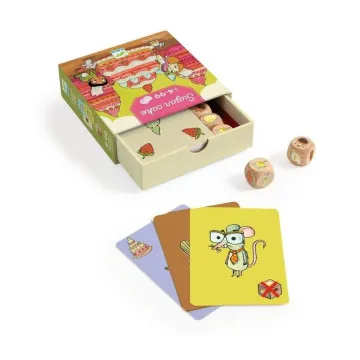 Djeco Sugar Cake komplet z igralnimi kartami kockami in podstavkom za torto