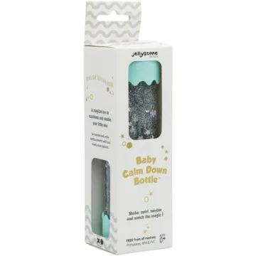 Senzorična steklenička z bleščicami Jellystone Soft Mint za tummy time in darilo ob rojstvu