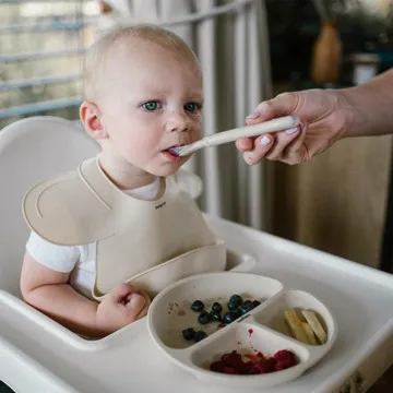 BABYONO Otroški krožnik Silikon Beige