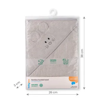 BABYONO Brisača za dojenčka 100x100 cm Bambus Grey Kapuca