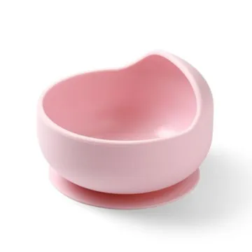 BABYONO Otroški krožnik s priseskom Silikon Pink