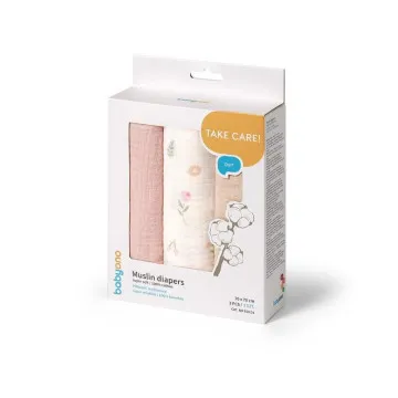 BABYONO Tetra plenice Super Soft Rose pakiranje 3 kosi