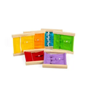 BIGJIGS Montessori igrače Gumbi, zadrge, vezalke 6 Frames