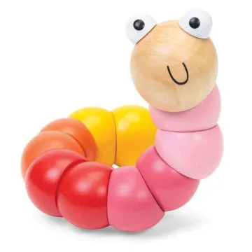 BIGJIGS Igrača za 1 leto Lesen črviček Wiggly