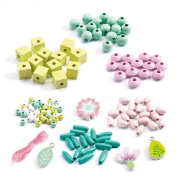 DJECO Set za izdelavo nakita Lesene perle Flower