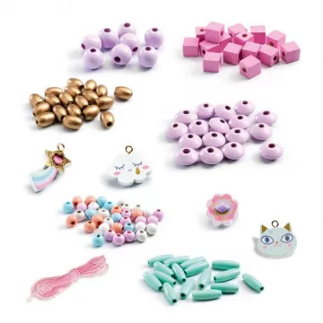 DJECO Set za izdelavo nakita Lesene perle Rainbow