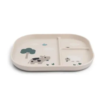 DONE BY DEER Otroški krožnik nedrseč Tiny Farm Sand