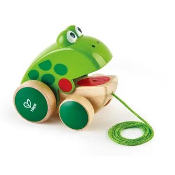 Hape Pull Along Frog lesena žaba na vrvici za vlečenje