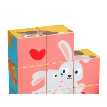Hape lesene kocke z motivom prašička in zajčka