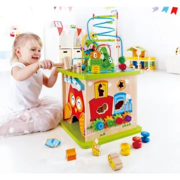 Hape aktivnostna kocka z žičnim labirintom in safari živalmi