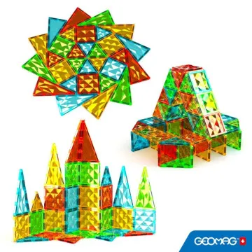 GEOMAG Magnetne kocke 100 Tiles Gems Magnetne ploščice za otroke