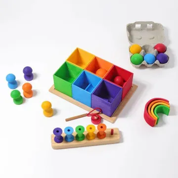 Razvrščanje barvnih elementov montessori igrače za otroke Grimm's 3+