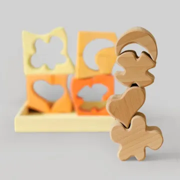 Grimm's Lesene kocke Set Yellow za ustvarjanje