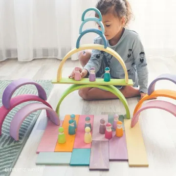 Grimm's Rainbow Boards Pastel z veliko mavrico za odprto igro