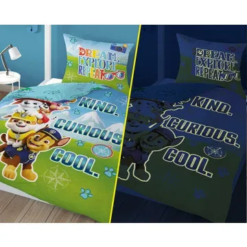 HERDING Otroška posteljnina Tačke na patrulji 140x200 cm Glow in the dark Kind