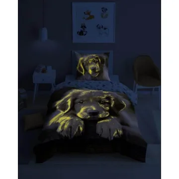 HOLLAND Otroška posteljnina Kuža 140x200 cm Glow in the dark