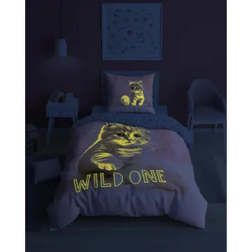 HOLLAND Posteljnina Muca Wild One 140x200 Glow in the dark