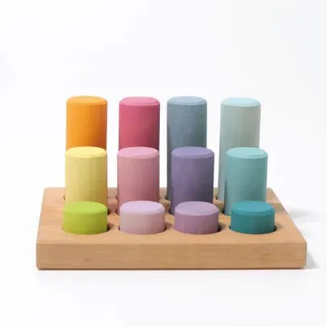 Grimm's Stacking Game Small Pastel Rollers lesena igrača