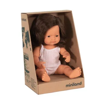 MINILAND Dojenček igrača - Rjavolasa deklica (38 cm) 