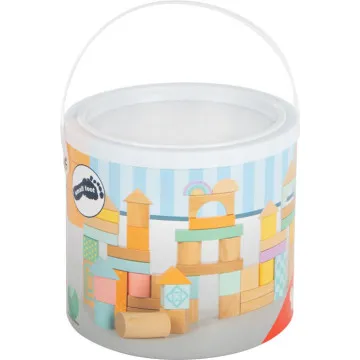 SMALL FOOT Lesene kocke Pastel v vedru