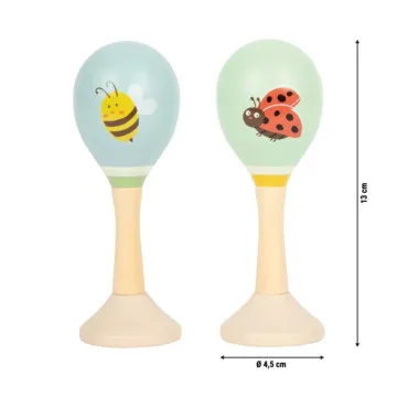SMALL FOOT Marakas Pastel - lesene igrače za dojenčke