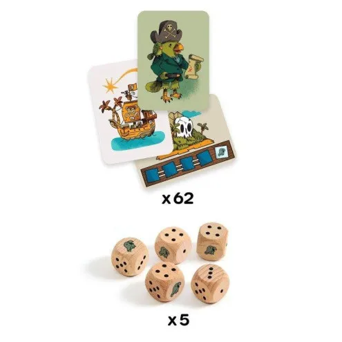 Djeco Pirates 'n' Dice igra s kartami kockami in zlatniki
