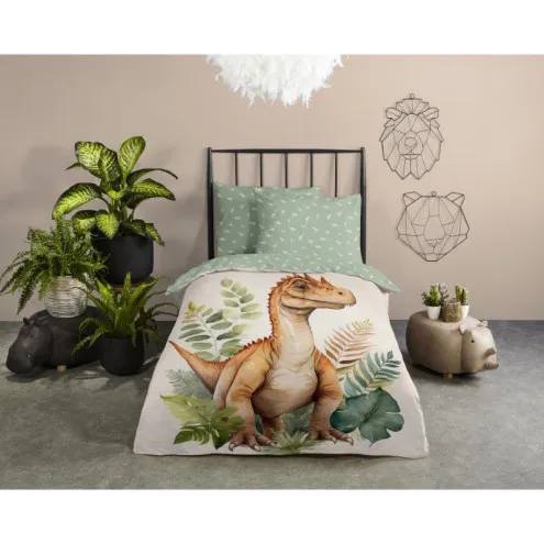 Otroška posteljnina dinozaver 140x200/220 zelena