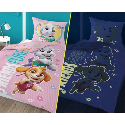 HERDING Otroška posteljnina Tačke na patrulji 140x200 cm Glow in the dark Friends
