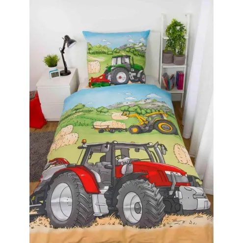 Otroška flanelasta posteljnina Traktor
